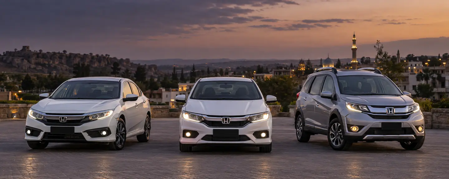 Nasir Car Home’s white Honda City, centred in the frame